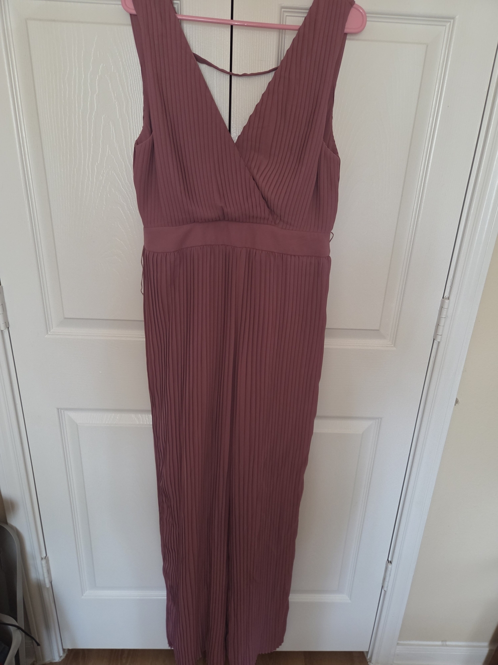 Ontwelth Mauve Pleated V-Neck Maxi Romper